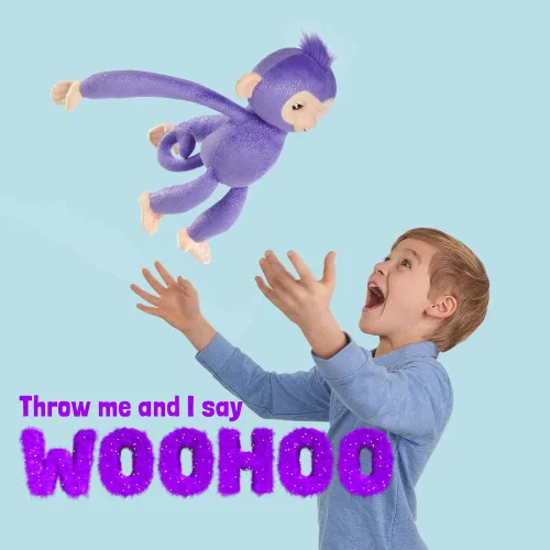 Vista 4 de WowWee Fingerlings Hugs - Mascota interactiva de mono bebé, peluche interactivo