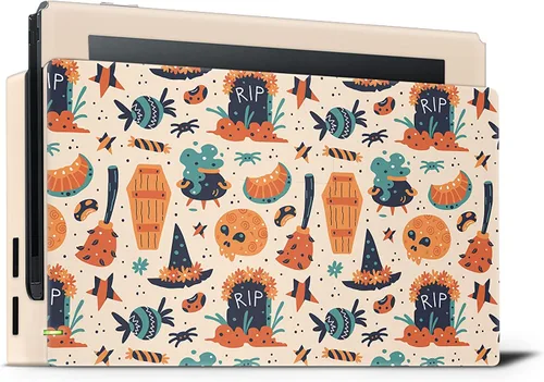Vista 7 de Acky Design Spooky Halloween Nintendo Switch Skin Wrap Cover - Pumpkin Theme Compatible With Joy-Con, Console, Dock - Premium Vinyl 3M Full Wrap