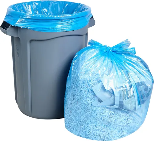 Vista 3 de Bolsas de basura de reciclaje de 55 galones, (50 unidades con lazos) Bolsas de basura grandes de plástico azul