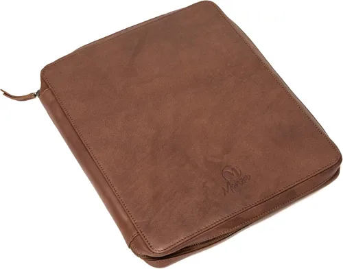 Vista 6 de MONZA Cartera de negocios para hombres y mujeres – Cremallera de piel de cabra de primera calidad cerrada, cartera ejecutiva, organizador