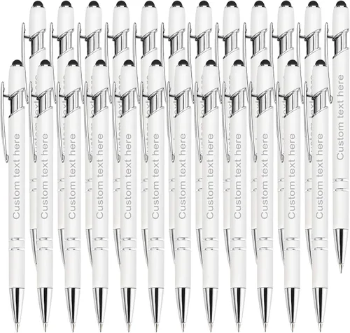 Vista 46 de Bolígrafos personalizados a granel con punta de lápiz capacitivo, bolígrafos personalizados de 0.020 in con nombre, logotipo o mensaje grabado