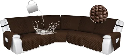 Vista 50 de HDCAXKJ Fundas de sofá seccional reclinable 100% impermeable, forma de L, funda de sofá reclinable lavable acolchada suave para mascotas, perro