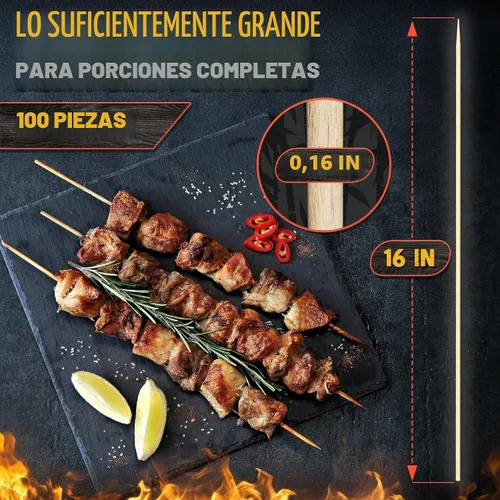 Vista 2 de Juego de 120 brochetas descartables de bambú extragrandes Marshmallow Smores Roasting Sticks, Tapered Tips, for Grilling Meat, Vegetables, Kabobs