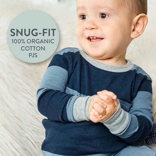 Vista 2 de HonestBaby Multipack 2-Piece Pajamas Sleepwear PJs 100% Organic Cotton for Infant Baby and Toddler Boys, Unisex