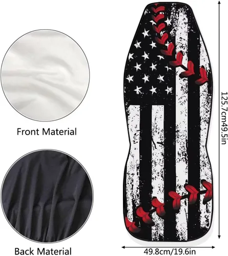 Vista 7 de Juego de 2 fundas de asiento delantero de automóvil, con diseño de bandera estadounidense, juego de 2 accesorios automotrices extraíbles, ajuste