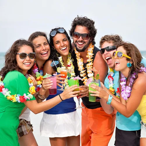 Vista 6 de FOIMAS 160 piezas de selecciones de cóctel tropicales Hawaii palillos de bambú palillos de dientes de cactus hojas de palma para aperitivos