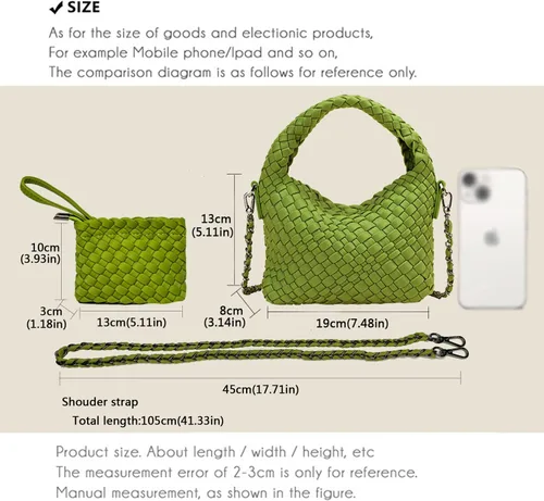 Vista 2 de Bolso tejido para mujer, bolso cruzado de moda, bolso de hombro con asa superior, bolso casual de mano y bolsos de viaje, bolso Hobo