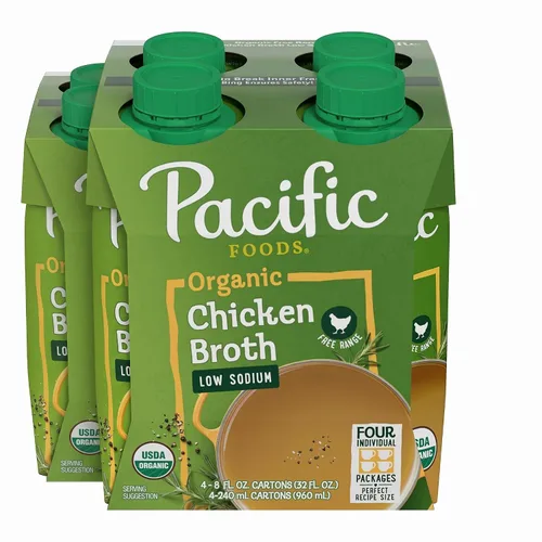 Vista 14 de Pacific Foods - Caldo de pollo orgánico criado en corral bajo en sodio, caja de 32 onzas