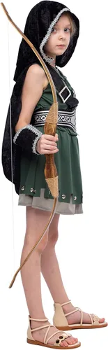 Vista 3 de Disfraz de cazadora con capucha para Halloween y niñas adolescentes con accesorios