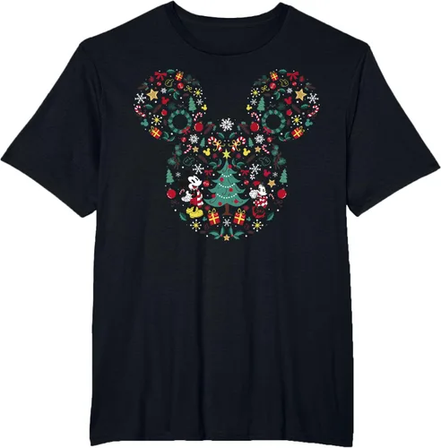 Vista 35 de Disney Mickey y Minnie Mashup Navideño Camiseta de Manga Corta Negro