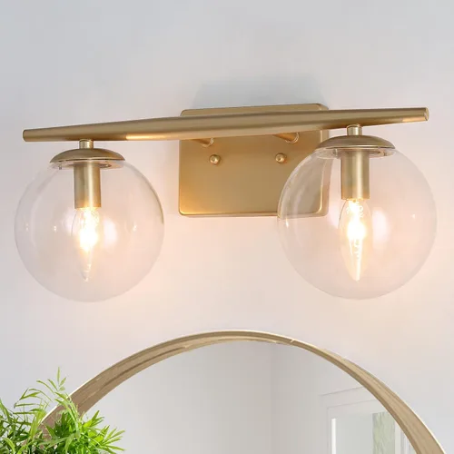 Vista 10 de classy leaves Lámparas de baño, 3 luces negras claras, modernas luces de tocador de baño de granja con pantalla de vidrio