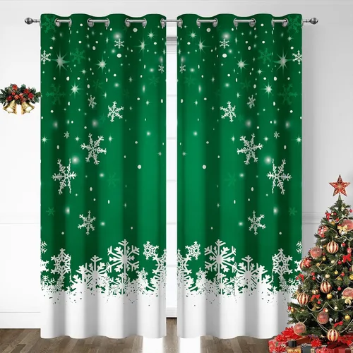 Vista 9 de Cortinas rojas de Navidad para sala de estar, juego de 2 paneles, cortinas de ventana de terciopelo rojo de 63 pulgadas de largo, cortinas