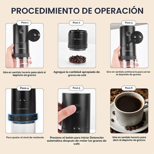 Vista 5 de First Grind - Molinillo de café recargable mientras se carga, molienda 1.7 veces más rápida con molinillo de café eléctrico portátil con 38 ajustes