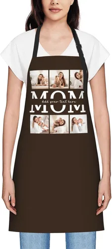 Vista 35 de Delantales personalizados para mujer, diseño de delantal de chef ajustable con nombre, textos, fotos, flores, regalos para el día de la madre