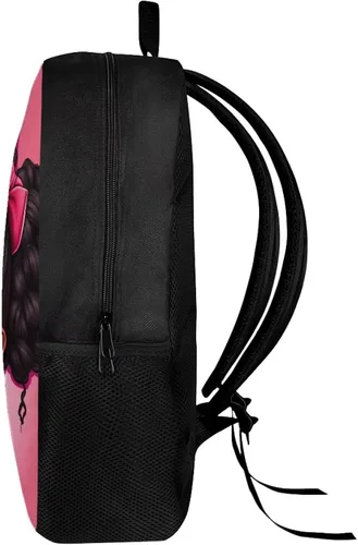 Vista 4 de HUIACONG Mochilas para niñas, mochila escolar grande, adecuadas para niños de 5 a 19 años, Laugh Afro Girls Rosa, Casual