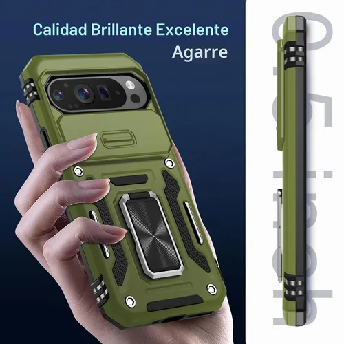 Vista 7 de DEERLAMN Funda para Google Pixel 10 Pro XL con cubierta deslizante para cámara + protector de pantalla (1 unidad), anillo giratorio con soporte