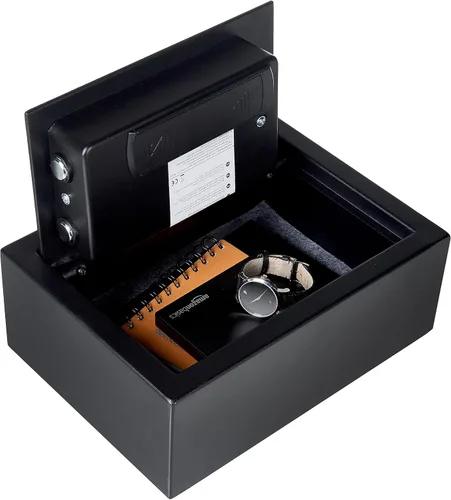 Vista 7 de Amazon Basics Caja fuerte de seguridad pequeña y delgada para cajón de escritorio con teclado electrónico programable, 0.1 pies cúbicos, caja fuerte