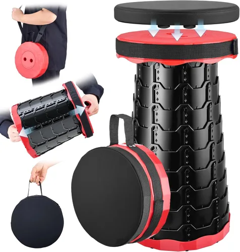 Vista 10 de Taburete plegable con cojín, taburete plegable portátil, negro