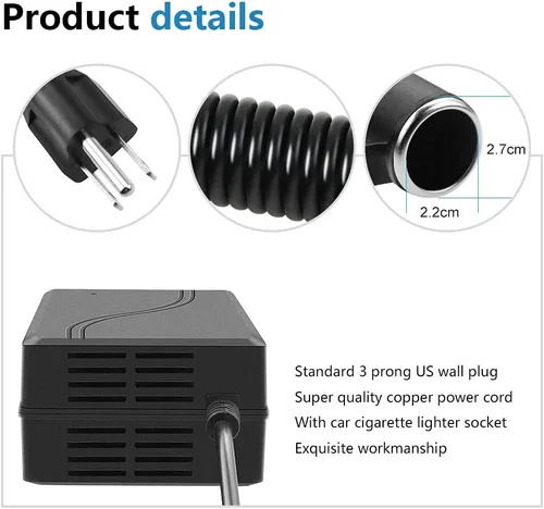 Vista 4 de SHNITPWR Adaptador de convertidor de CA a CC 110 V a 12 V Convertidor 180 W 15 A encendedor de cigarrillos de coche enchufe 100 ~ 240 V CA a CC 12