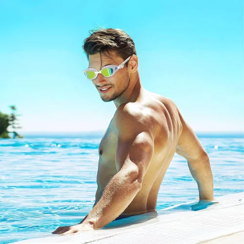 Vista 6 de Gafas de natación, gafas de natación polarizadas, antiniebla, sin fugas, protección UV, gafas de natación de visión amplia para mujeres y hombres