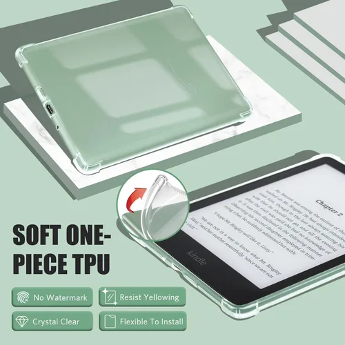 Vista 3 de iDLEHANDS Funda transparente exclusiva para Kindle Paperwhite de 6.8 pulgadas de 11ª generación 2021, ligera, a prueba de arañazos, cubierta trasera