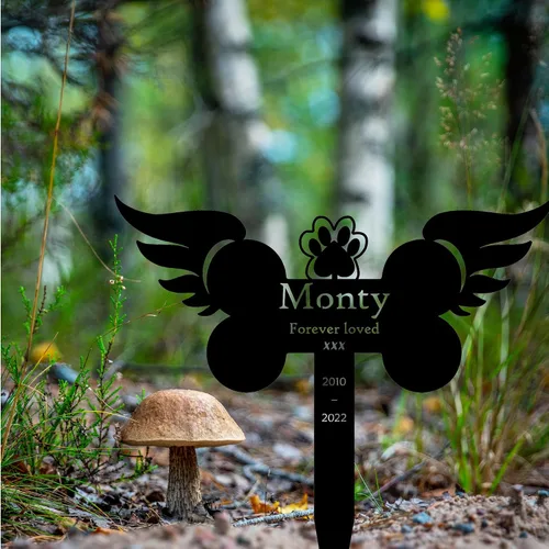 Vista 5 de Marcadores personalizados para tumbas de mascotas personalizados para perros o gatos, estaca conmemorativa de tumba, letrero conmemorativo
