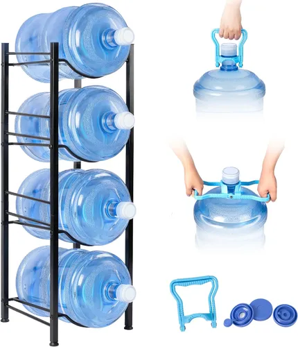 Vista 10 de Klvied - Organizador resistente de jarra de agua de 5 niveles, estante resistente para garrafón de agua de 5 galones para cocina, oficina, sala
