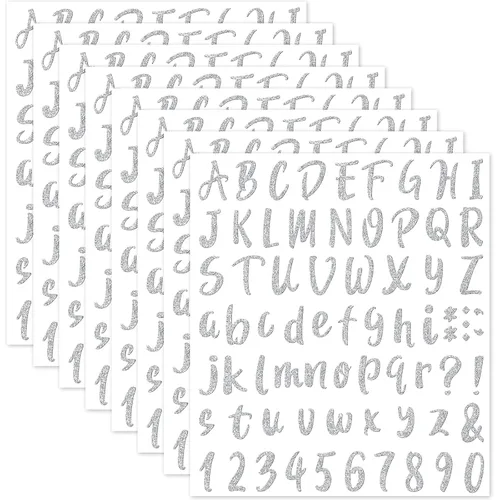 Vista 9 de 576 piezas de 8 hojas de calcomanías de letras de graduación, letras de vinilo autoadhesivas, calcomanías de números del alfabeto, calcomanías