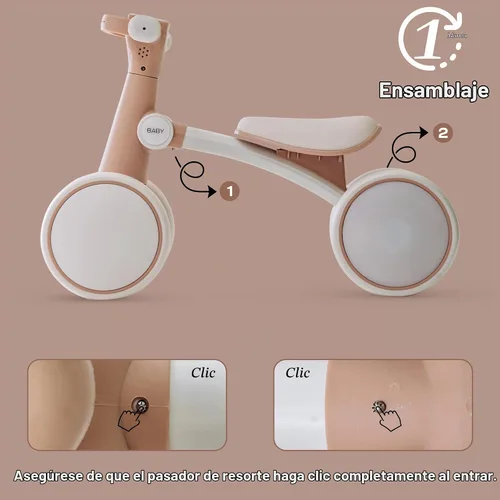 Vista 4 de Baby Balance Bike for 1 Year Old Toddlers, First Birthday Gift Toy Marrón