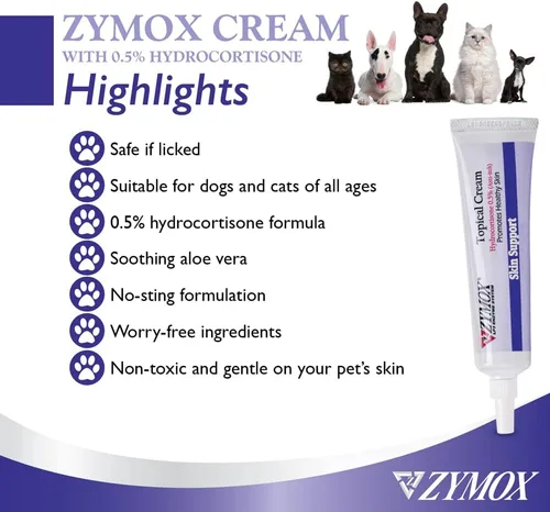 Vista 11 de Zymox Crema tópica con hidrocortisona al 0.5% para perros y gatos, 1oz