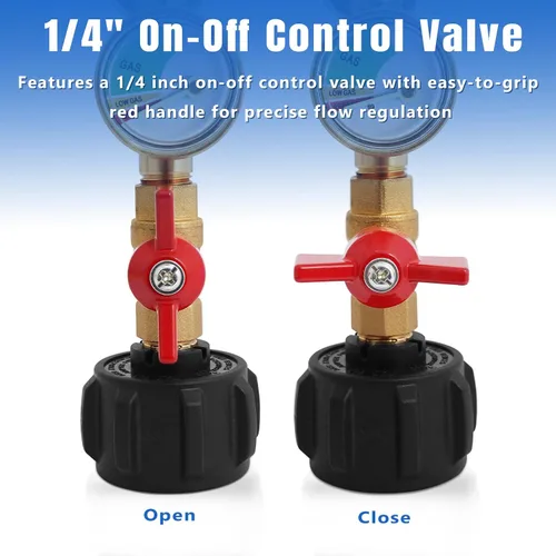 Vista 5 de Adaptador de repuesto de propano para tanques de 1 libra, adaptador de propano de 20 libras a 1 libra convertidor con válvula de encendido/apagado