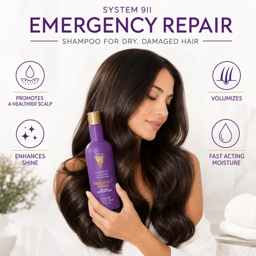 Vista 4 de Hayashi Champú reparador System 911 para cabello seco y dañado, 10.1 onzas