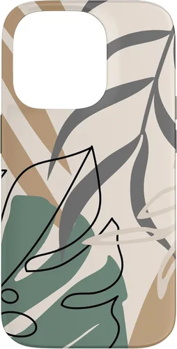 Vista 17 de Funda abstracta minimalista exótica para iPhone 16 Tropical Botanical Beige Brown