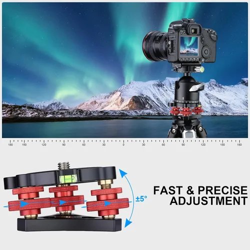 Vista 5 de Soporte nivelador de trípode con +/-5 grados de ajuste de precisión para Seestar s50/cabeza panorámica cabeza de bola cabeza de vídeo y trípode