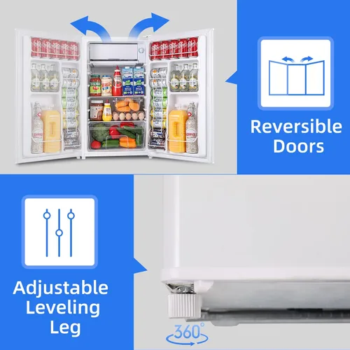 Vista 6 de BANGSON Mini refrigerador con congelador, 3.2 pies cúbicos, refrigerador pequeño de una sola puerta, eficiente en energía, bajo ruido, refrigerador