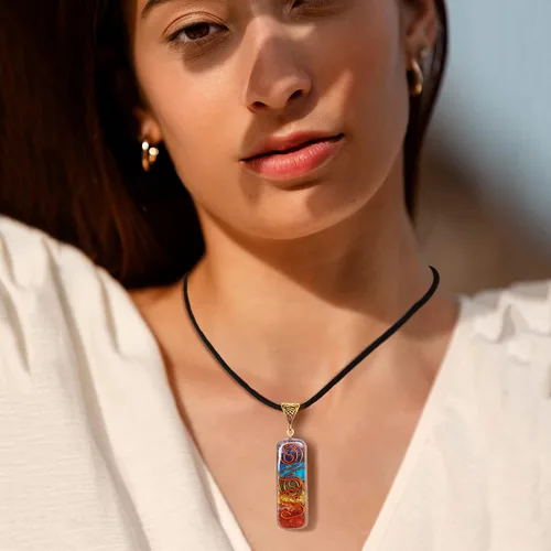 Vista 5 de 7 Chakra Necklace and Bracelet Set for women & men Orgone Healing Pendant with Adjustable Cord – Chakra Necklace and bracelet jewelry set for