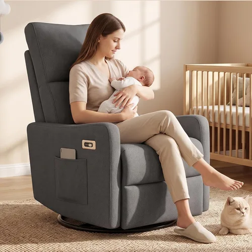 Vista 8 de Silla reclinable giratoria de pequeña potencia para guardería, sala de Marrón