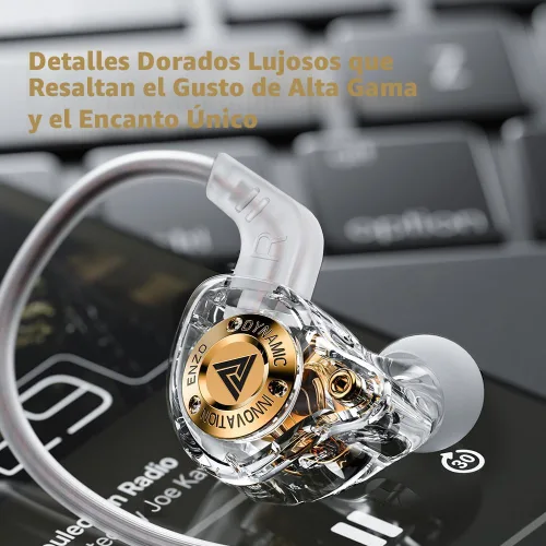 Vista 6 de Piluyaa Auriculares con cable para juegos IEM con 1DD, QKZ ENZO en el oído, auriculares de alta fidelidad, sonido de graves con nuevo controlador