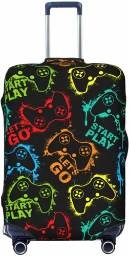 Vista 17 de Fundas elásticas lavables para equipaje con patrón de controlador de videojuegos, protector de equipaje para maleta de viaje, funda protectora