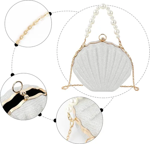 Vista 4 de Women Mini Seashell Evening Clutch Top-Handle Bag Cross-body Bag