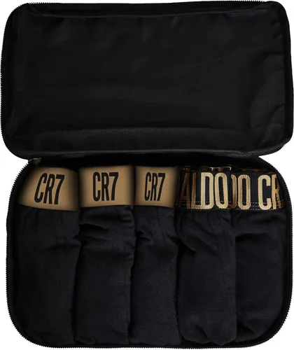 Vista 2 de CR7 Traje de baño para hombre 5 unidades en bolsa de viaje con cremallera negro y dorado Negro Dorado L