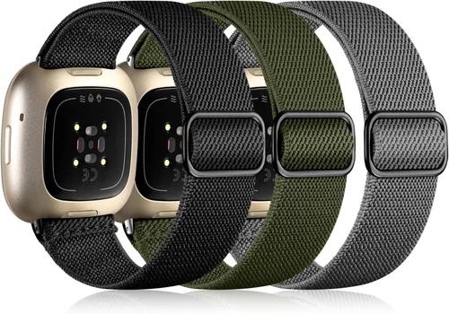 Vista 9 de Maledan Bandas Compatibles con Correas de Reloj Fitbit Versa 3/4 y Sense/Sense 2, Pulseras Deportivas de Tela Elástica Ajustable para Hombres