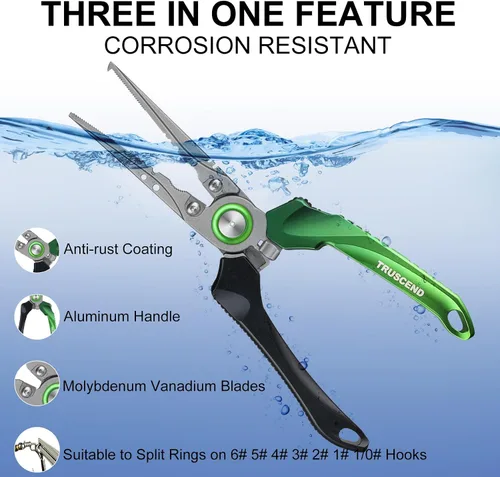 Vista 2 de Alicates de pesca TRUSCEND de aluminio con cerradura y mango ergonómico, herramienta de pesca recubierta de teflón resistente a la corrosión