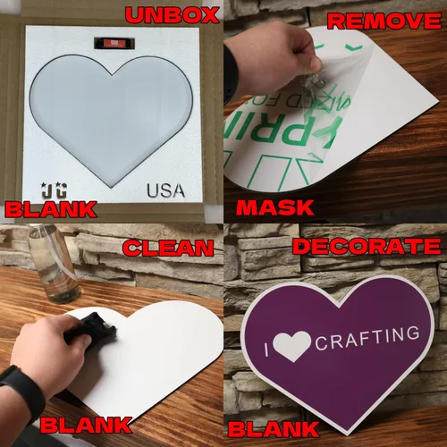 Vista 5 de Paquete Heart SVG con corazón de aluminio personalizable en blanco con archivo incluido, fabricado en los Estados Unidos para bricolaje, artesanos