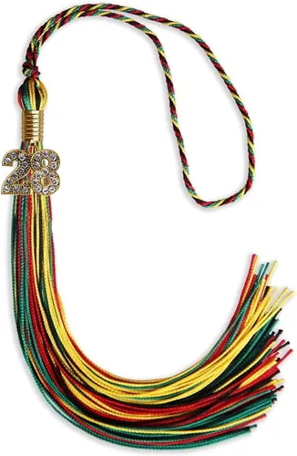 Vista 241 de Endea Graduation Borla de doble color con dije dorado (negro/oro brillante, 2022)