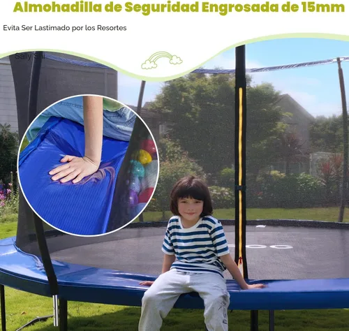 Vista 4 de ORCC Kids Trampoline Outdoor 8FT 10FT 12FT 14FT 15FT 16FT with Enclosure, Non-Slip Ladder & Anti-Rust Coated Frame, 1200LBS Weight Capacity