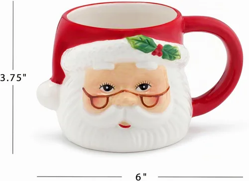Vista 3 de Taza de Papá Noel de 16 oz Rojo