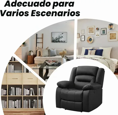 Vista 7 de EBELLO Silla reclinable eléctrica clásica, de piel sintética, de gran tamaño, con cojín suave y respaldo, sofá con cómodo sillón para sala de estar