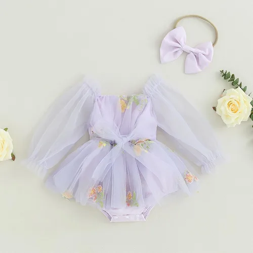 Vista 8 de Ropa de bebé niña Floral Boho Lace Romper Mameluco Mameluco Mono Mono Traje Verano Ropa Bebé Niñas