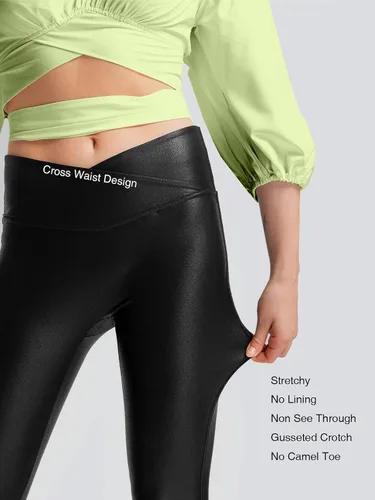 Vista 4 de BVTOEWY Leggings elásticos de piel sintética con control de abdomen y cintura alta para mujer Leggings de cuero sintético leggings de cuero leggings